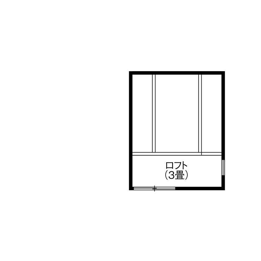 LIMINI 【平屋/ロフト/16坪/間取り図有】シンプルライフ×コンパクトを極めた「ゼロLDK」の平屋の間取り図（LDK＋ロフト）ロフト