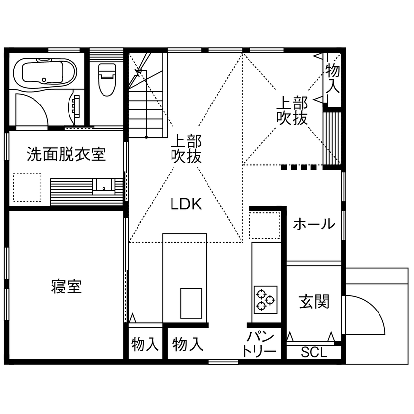 LIMINI 【2000万円台×平屋/21坪/間取り図有】駅徒歩2分の旗竿地。一人暮らしを楽しむ「都心型コンパクト平屋」の間取り図（1LDK＋ロフト）1階