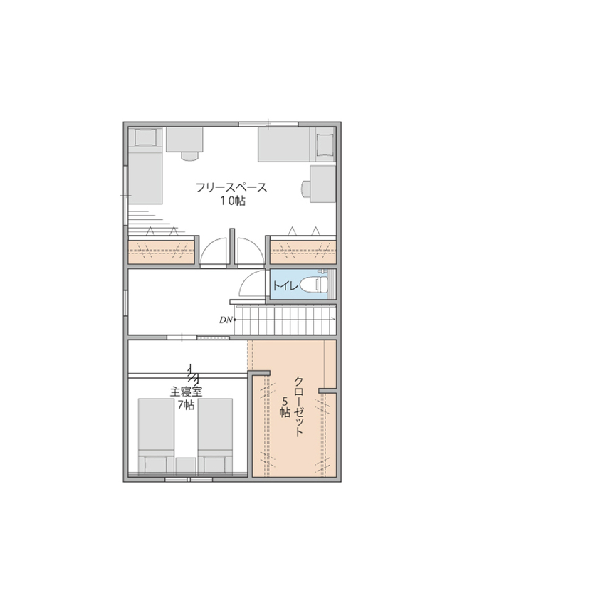 オスカーホーム 2000万円台｜ナチュラル雑貨の似合う可愛いお家。LDK隣には小上がりのゴロンスペース。インナーガレージ付の間取り図（3LDK）2階