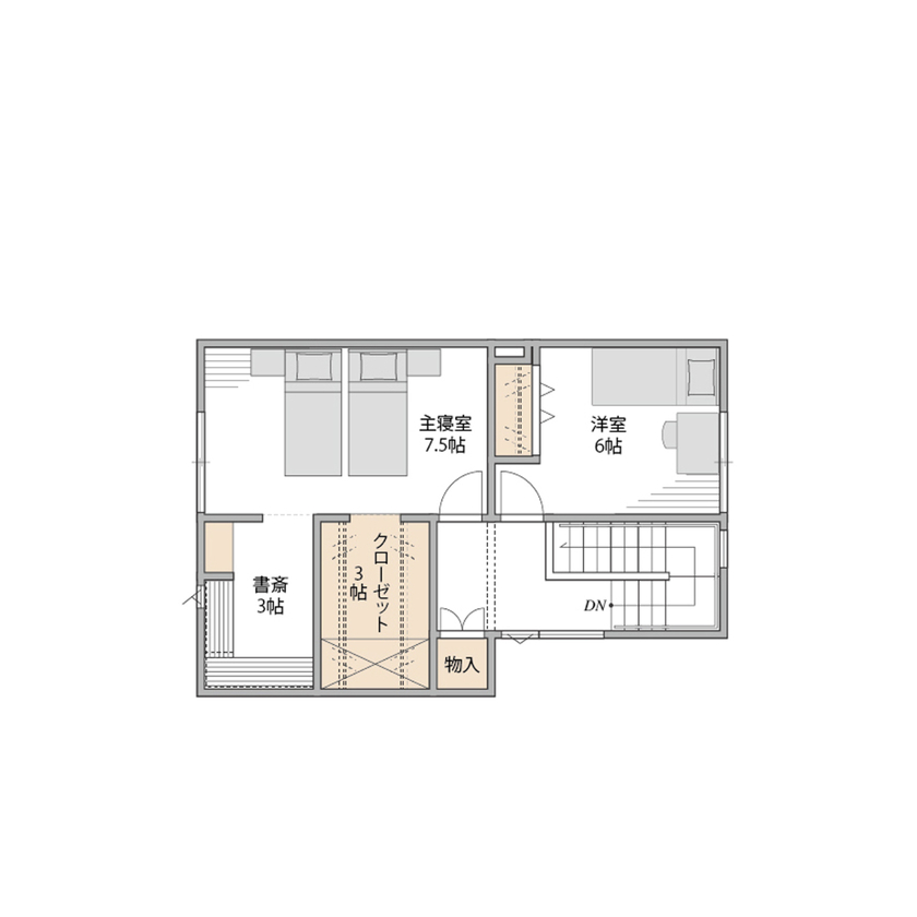 オスカーホーム 性能と暮らしやすさを兼ね備えた、二世帯に寄り添う住まいの間取り図（4LDK）2階