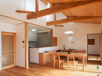 愛和 【愛知/平屋/Ｌ字型/床暖房】和の風情を味わう軒の深い平屋。高窓から光と風を取り込み心地よい空間にの建築実例画像6