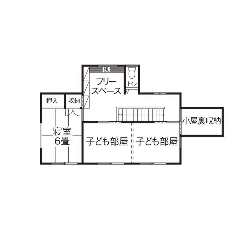 愛和 【2000万円台×耐震等級3・長期優良住宅×間取図】通り土間がつなぐ、暮らしやすさと美しさを両立した家の間取り図（4LDK＋フリースペース）2階