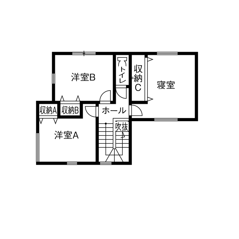 石友ホーム　滋賀支社 【50坪以上の土地/2000万円台/近江八幡市】サンクンリビングにひと目惚れ。完成したお家は「全てが大正解」の間取り図（3LDK）2階