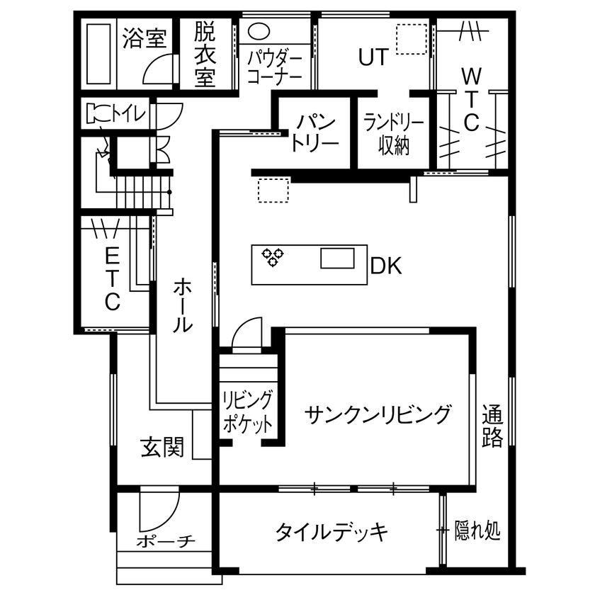 石友ホーム　滋賀支社 【50坪以上の土地/守山市/間取図】周囲の視線を気にせず、ホテルライクの上質な空間で至福の時間を過ごすの間取り図（3LDK）1階