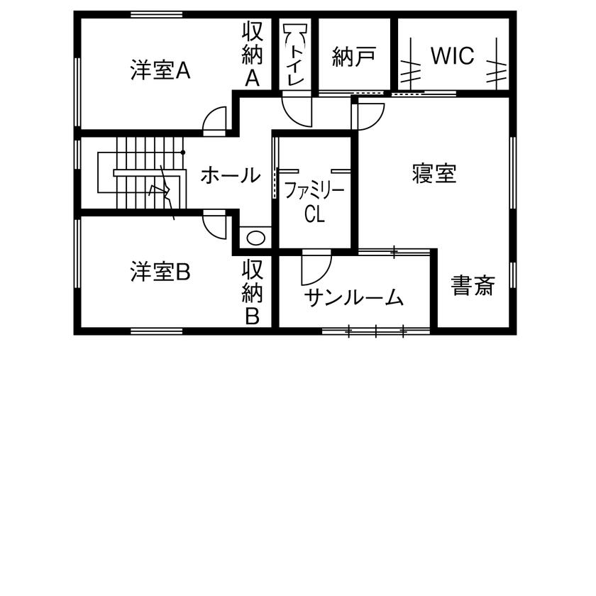 石友ホーム　滋賀支社 【50坪以上の土地/守山市/間取図】周囲の視線を気にせず、ホテルライクの上質な空間で至福の時間を過ごすの間取り図（3LDK）2階