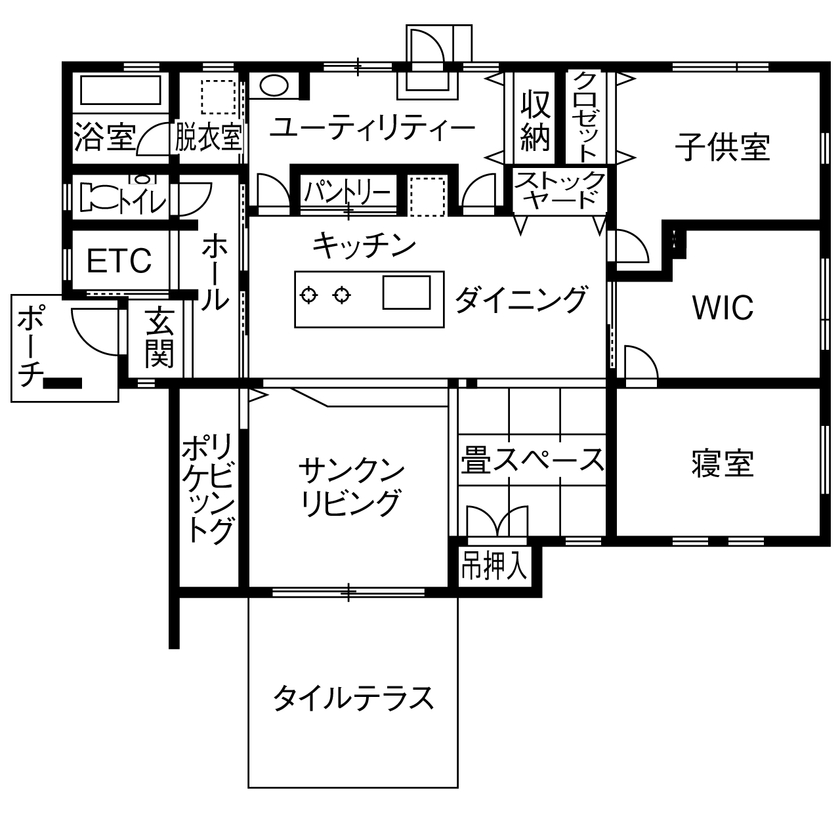 石友ホーム　滋賀支社 【50坪以上の土地/2000万円台/愛知郡/間取図】無駄のない空間づかいで快適動線を叶えた平屋の家の間取り図（2LDK）1階