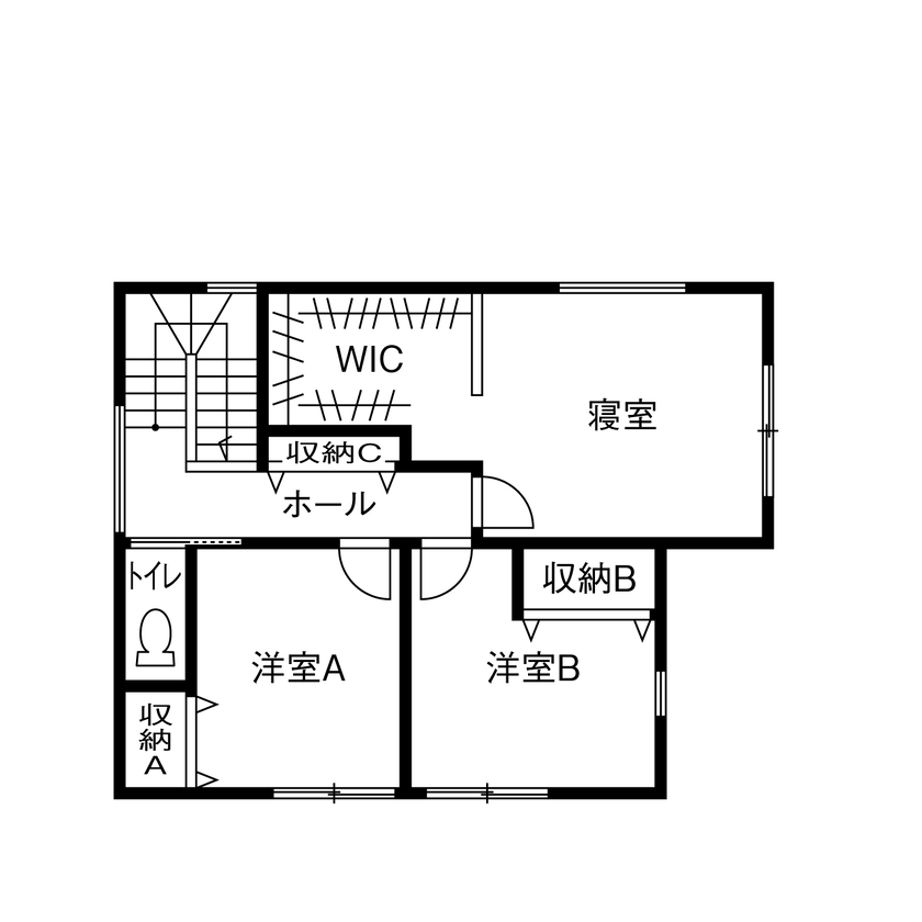 石友ホーム　滋賀支社 【3000万円台/サンクンリビング/間取図】家事ラク間取りでゆとりアップ。黒が基調のスタイリッシュな家の間取り図（3LDK）2階