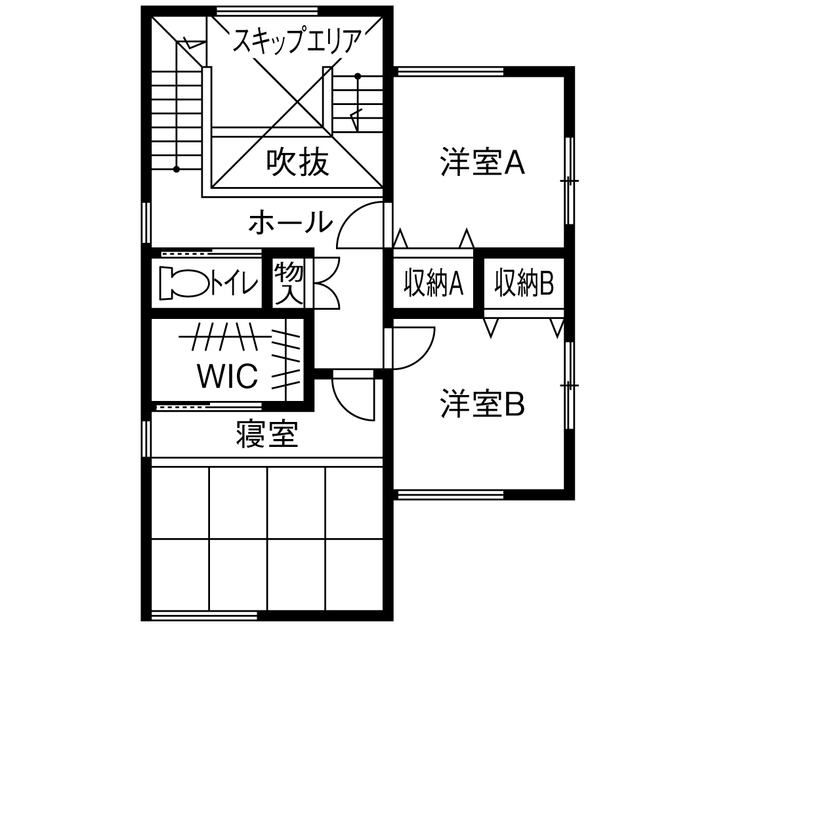 石友ホーム　滋賀支社 【50坪以上の土地/3000万円台/サンクンリビング/間取図】高性能、使いやすい動線で安心して子育てできる家の間取り図（4LDK）2階