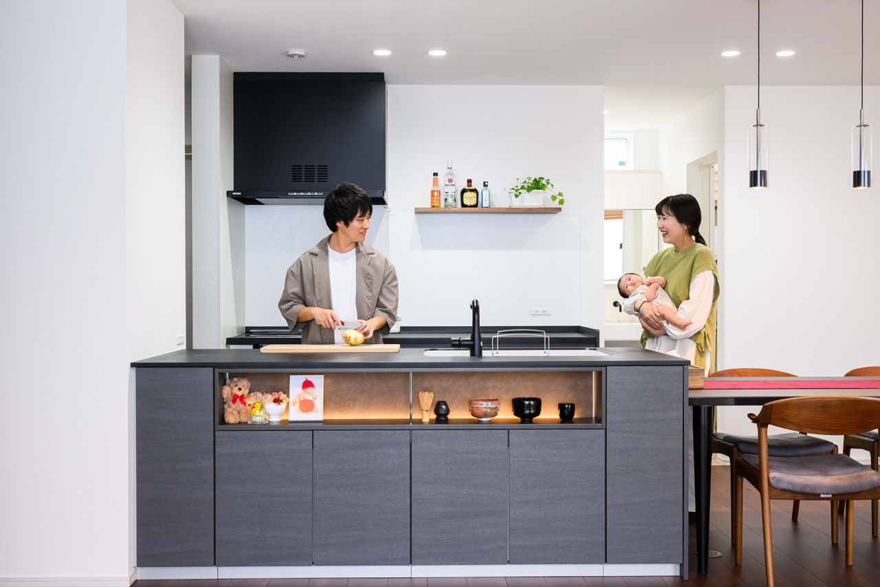 石友ホーム　滋賀支社 【50坪以上の土地/3000万円台/サンクンリビング/間取図】高性能、使いやすい動線で安心して子育てできる家の建築実例画像3