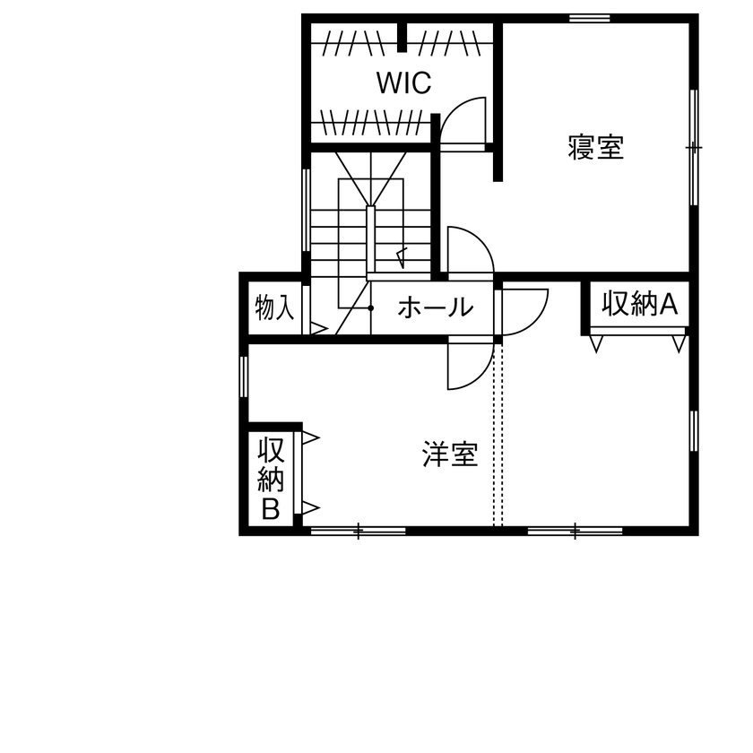 石友ホーム　滋賀支社 【50坪以上の土地/3000万円台/間取図】決め手は「こんな家に住みたい！」と思わせてくれた宿泊体験の間取り図（3LDK）2階