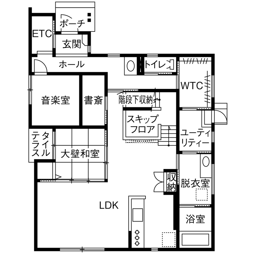 石友ホーム　滋賀支社 【50坪以上の土地/3000万円台/長浜市/間取図】15年連続北陸着工棟数No.1（※）の経験で建てた高性能な家の間取り図（4LDK）1階