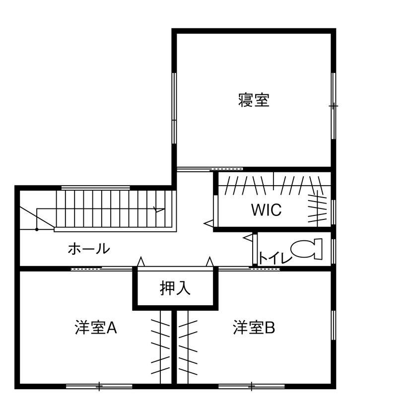 石友ホーム　滋賀支社 【50坪以上の土地/3000万円台/サンクンリビング/間取図】品質の高い建材で建てた家事ラクの家の間取り図（4LDK）2階
