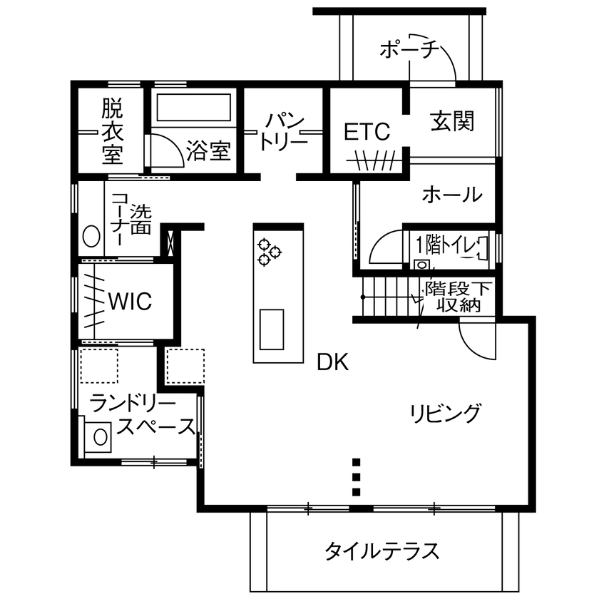 石友ホーム　滋賀支社 【50坪以上の土地/2000万円台/彦根市】回遊動線に広々パントリー。間取りにとことんこだわった家の間取り図（3LDK）1階