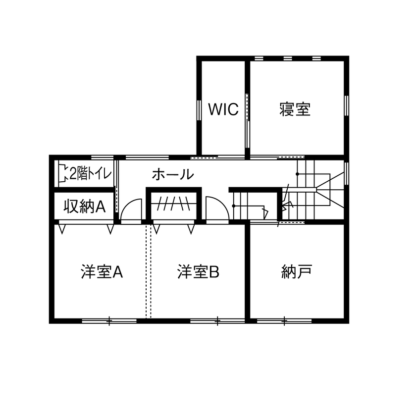 石友ホーム　滋賀支社 【50坪以上の土地/2000万円台/彦根市】回遊動線に広々パントリー。間取りにとことんこだわった家の間取り図（3LDK）2階