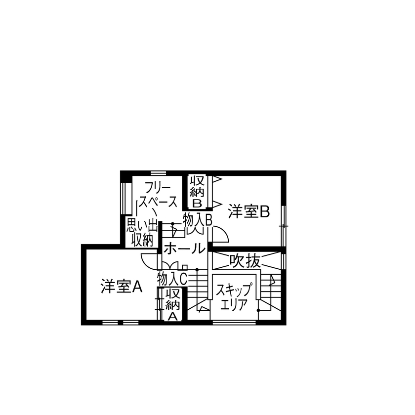 石友ホーム　滋賀支社 【2000万円台/サンクンリビング/間取図】1階に主寝室を配置。とことん考え抜いた生活動線に大満足の間取り図（3LDK）2階
