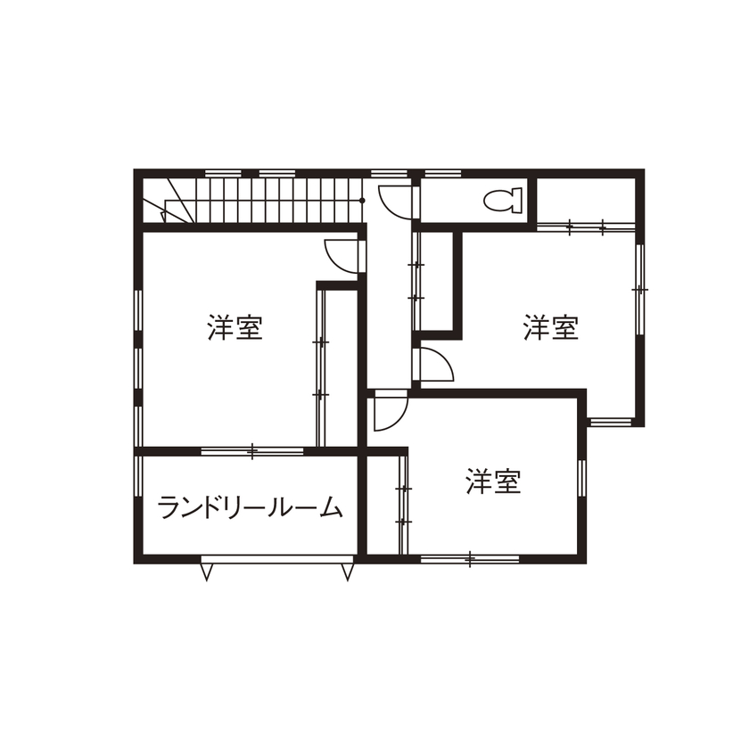 アイキョーホームのガレージハウス 【32.8坪／2300万円/間取り図有】ウッドデッキからあふれる光と風を楽しむカリフォルニアスタイルの住まいの間取り図（3LDK）2階