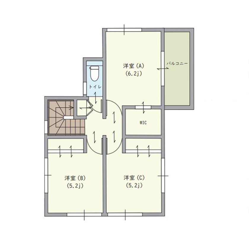 アイキョーホームのガレージハウス 【2566万円|ビルトイン|27坪】1階のガレージは秘密基地！パナソニック耐震工法の籠って楽しむ贅沢空間の間取り図（3LDK+ガレージ）3階