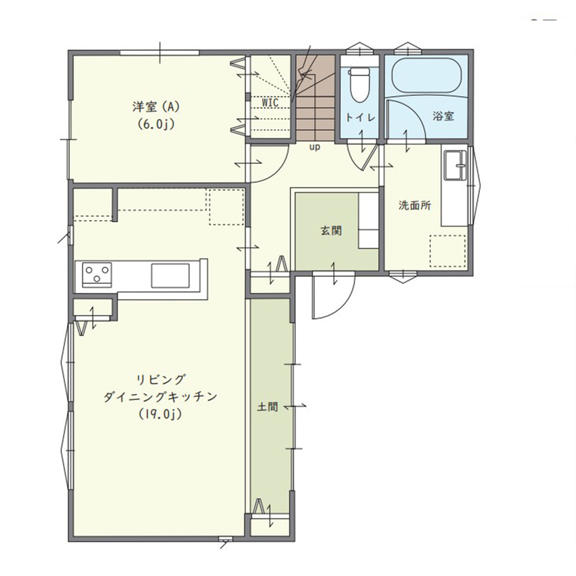アイキョーホームのガレージハウス 【2666万円|ドッグラン|延床27.8坪】パナソニック耐震住宅工法で人もペットも快適！ドッグランのある住まいの間取り図（3LDK）1階