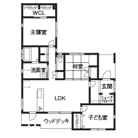 イシンホーム住宅研究会 未来のゼロエネ「サンクスZEGA」でゆとりの生活。毎月の支払いがラクの間取り図（3LDK+ロフト）1階
