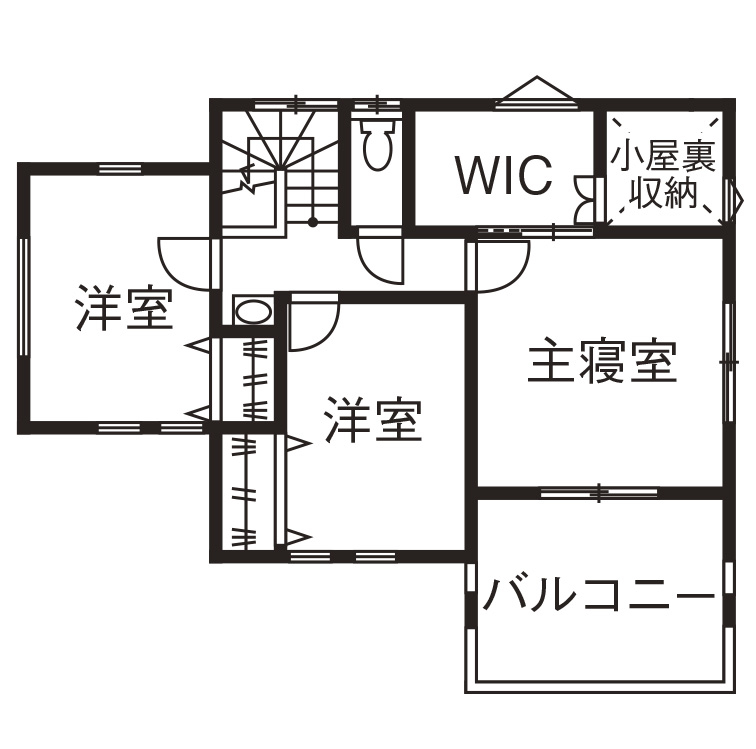 むぎくら 【1,500～1,999万円/38.3坪/間取り図有】好きなものに囲まれて毎日が楽しい「プロヴァンス風」のお洒落な家の間取り図（4LDK）2階
