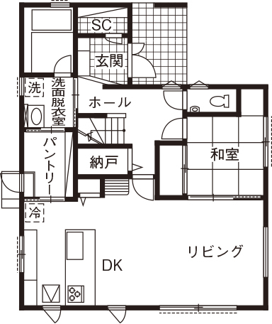 むぎくら 【1500～1999万円/36.8坪/間取り図有】家事ラク動線と収納力、明るさと開放感。希望予算で叶えた大満足の家の間取り図（4LDK）1階