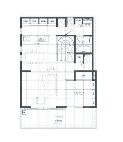 遊友建築工房 【尼崎市/3000万円台/インナーガレージ/間取り図有】ビルトインガレージに愛車2台ゆったり格納、3階建ての間取り図（3LDK）2階