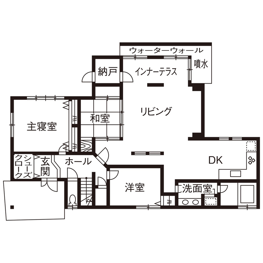 アイム・ユニバース 【東京都/二世帯住宅/間取り図有】気分はまるでリゾートホテル。ラグジュアリー空間で過ごす極上の毎日の間取り図（3LDK＋2LDK）1階