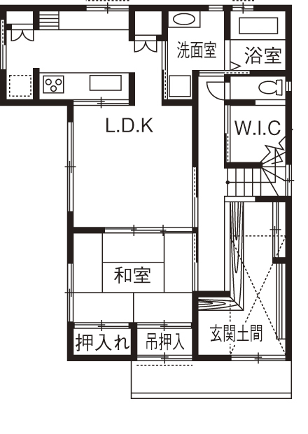 椎葉工務店 【2000万円‐2500万円】【間取り図あり】内土間と大きな吹抜けで再現 生まれ育った「京町家」の家の間取り図null1階
