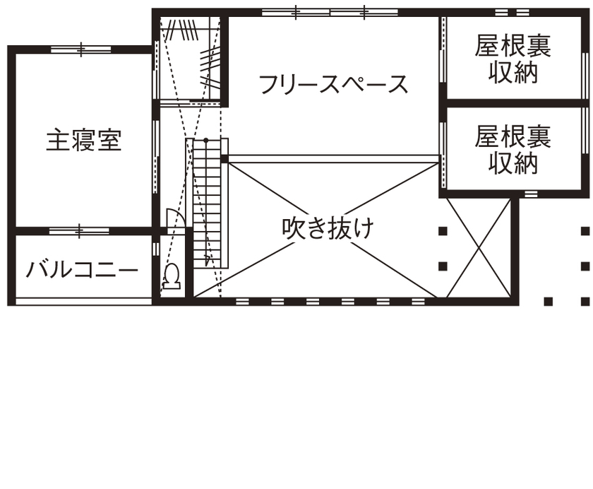 椎葉工務店 【2500万円‐3000万円】【間取り図あり】家に合わせて選んだ地松の梁　キッチンは｢酒蔵｣のイメージにの間取り図null2階