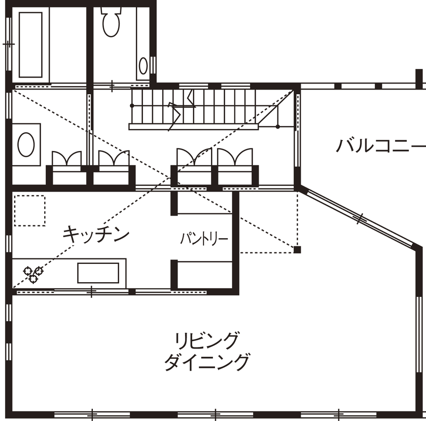 椎葉工務店 【2500万円～3000万円】創作家具やこだわった素材でアンティークな雰囲気の居心地の良い家を実現の間取り図（3LDK）2階