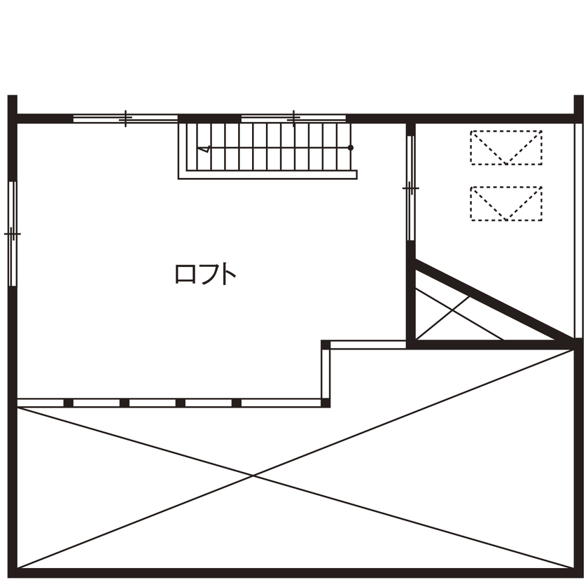 椎葉工務店 【2500万円～3000万円】創作家具やこだわった素材でアンティークな雰囲気の居心地の良い家を実現の間取り図（3LDK）ロフト