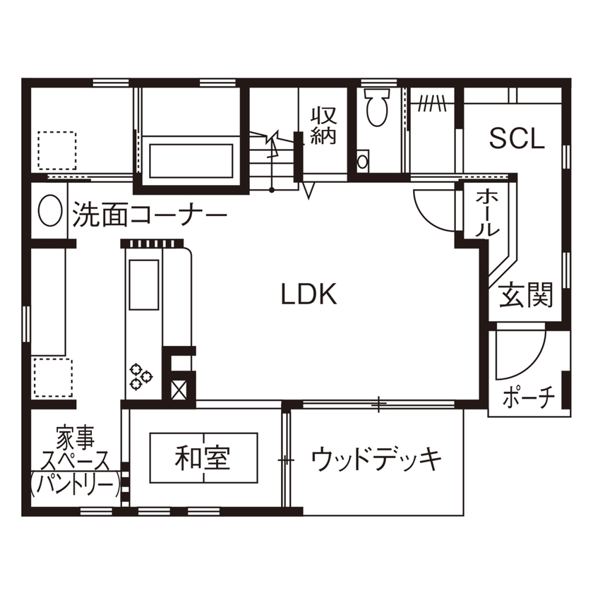 山豊工建　ここすもハウス 【豊川市×1000万円台×間取図あり】新卒4年目の25歳が「土地＋建物＋全館空調」を実現！その方法とは？の間取り図（3LDK）1階