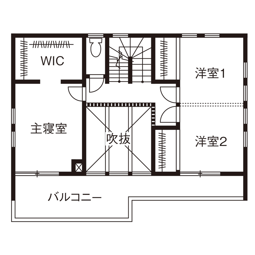 山豊工建　ここすもハウス 【豊川市×1000万円台×間取図あり】新卒4年目の25歳が「土地＋建物＋全館空調」を実現！その方法とは？の間取り図（3LDK）2階