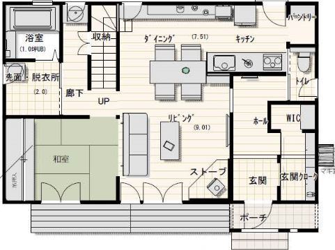しのだ工務店 【2000万円台】絵本の世界への憧れをカタチに。漆喰の白壁とレンガ色の屋根、かわいいプロヴァンス風の家の間取り図null