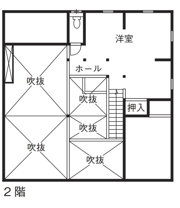 しのだ工務店 漆喰と木の癒しが決め手に。寒さ知らずで家事ラクな白い家の間取り図（2LDK）2階