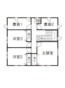 しのだ工務店 無垢材と漆喰の癒し。家事動線の効率化で家族との時間を満喫の間取り図（6LDK）2階