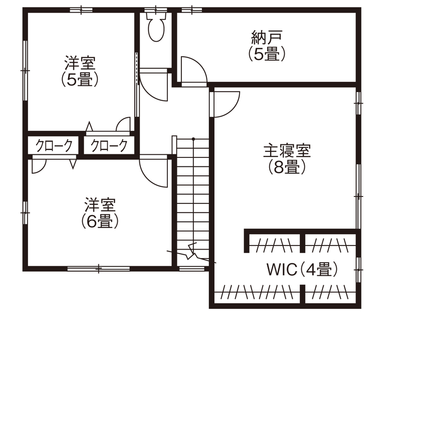 マイホームタナカ 【富山市/間取有/2000万円台】長期優良住宅で冬も暖か、家事ラク動線のサンルームやキッズスペースのある家の間取り図（4LDK）2階