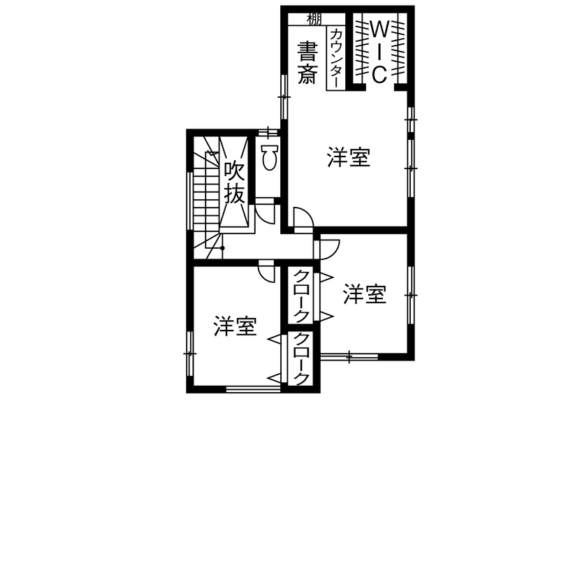 マイホームタナカ 【高岡市/間取図/2000万円台】解放感のある吹抜けにリビング階段。サンルームにはランドリークロークを設置の間取り図（4LDK）2階