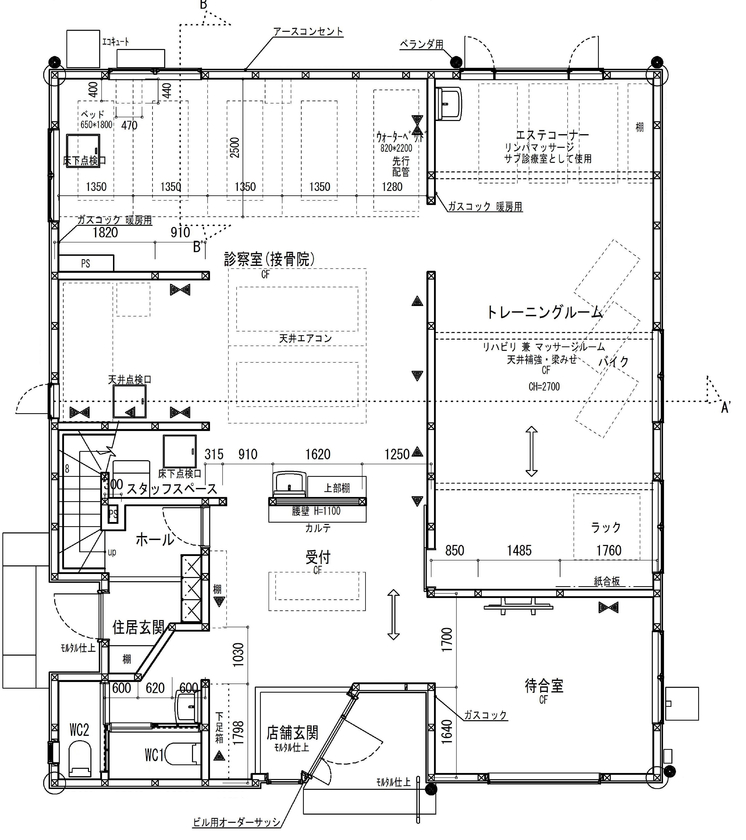 マイホームタナカ オシャレカッコイイ店舗併用住宅の間取り図（４LDK＋1階店舗）1階(店舗)