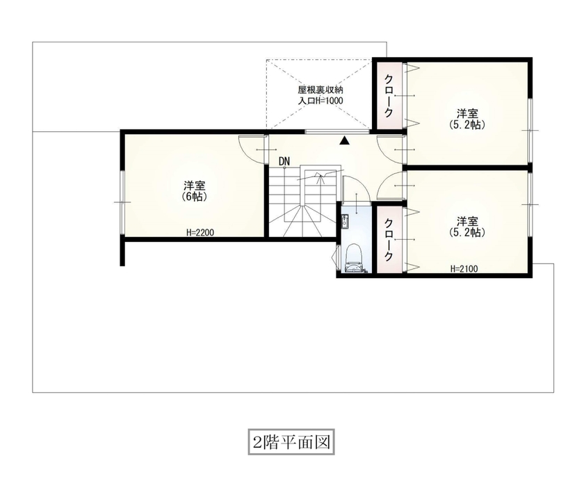 マイホームタナカ 家族の生活動線と収納力が両立したインダストリアルハウスの間取り図（4LDK）2階