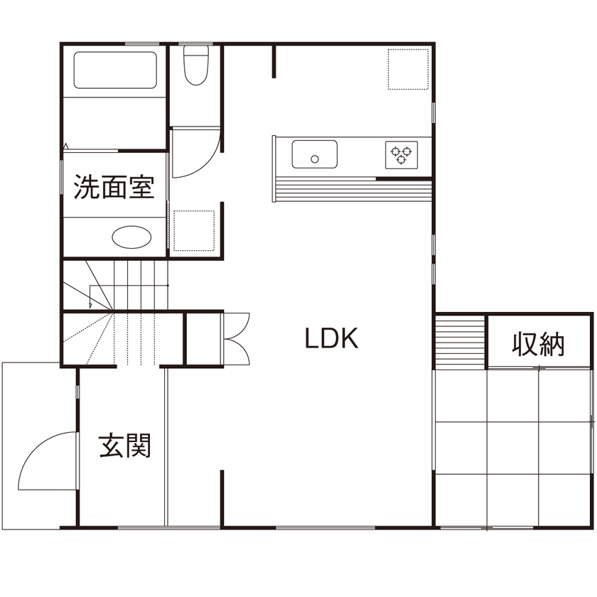 ジブンハウス 【本体価格1164万円／4LDK／1階和室あり／間取図有】共働き夫婦の選択は「スマホで家づくり」の間取り図（4LDK）1階