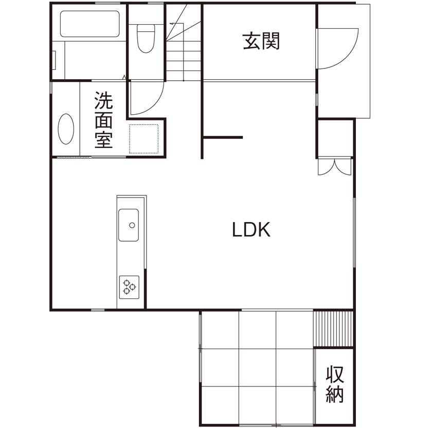 ジブンハウス 【本体価格1130万円／4LDK／1階和室あり／30坪台／間取図有】北欧デザイン×シンプルモダンの間取り図（4LDK）1階