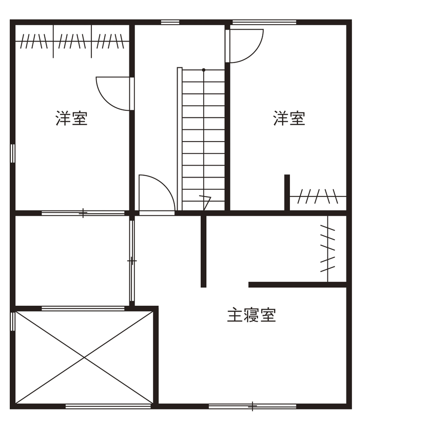 スマトチ <甲府市｜24坪｜3LDK>家族のライフスタイルをカタチに！個性的な外観が印象的なコンパクト住宅の間取り図（3LDK）2階