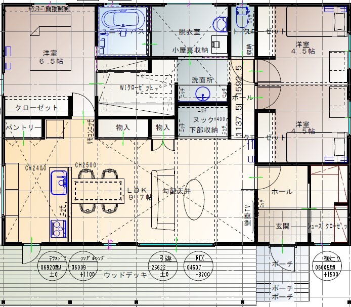 溝田建築設計 ビーチサイドにいるかのような開放感！「西海岸スタイル」の家の間取り図（3LDK）1階
