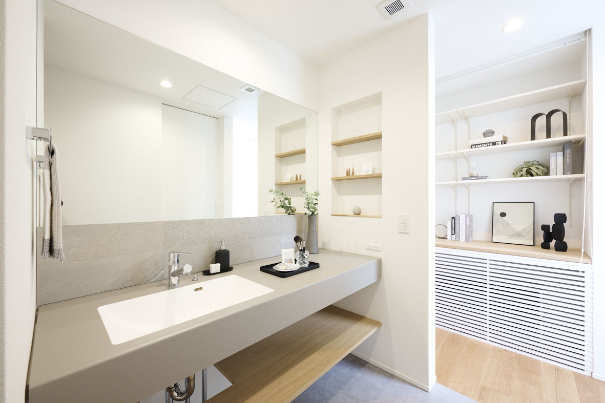 ハウスデザイン建築設計事務所 【2500～2999万円／天童市／家事ラク動線】中庭を囲むグレーモダンの建築実例画像6