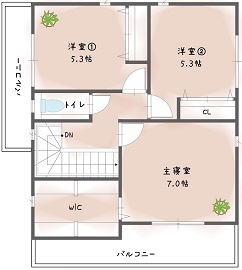 協栄ホーム　奈良店 【29坪1000万円台】奈良県橿原市で想像以上の満足感！新入学に照準を合わせて実現した、子育てがしやすい家の間取り図（4LDK）2階