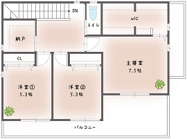 協栄ホーム　奈良店 【35坪1000万円台】奈良県生駒郡斑鳩町、子育てがしやすいヴィンテージテイストの家※間取りありの間取り図（4LDK）2階
