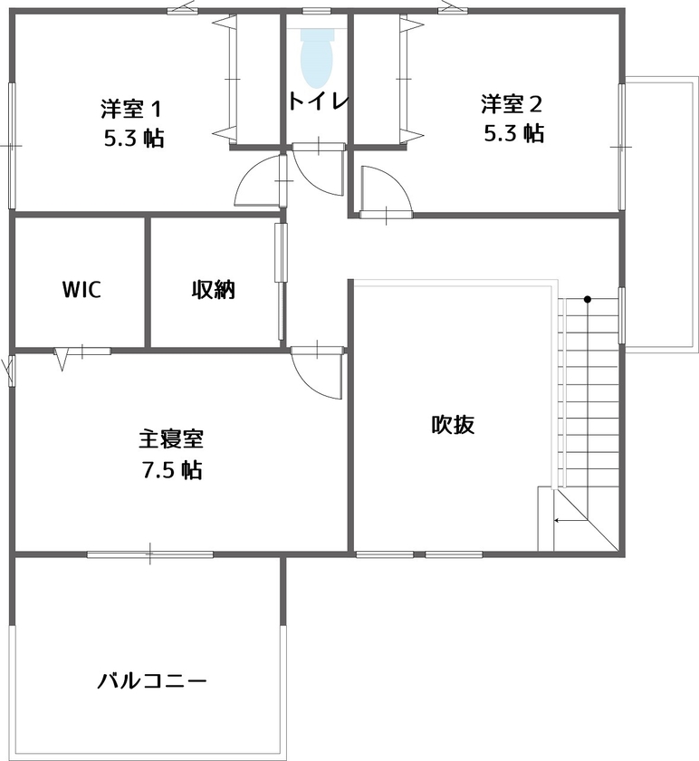 協栄ホーム　奈良店 【施工床面積43.24坪2000万円台】信頼できる地元の会社で、性能にも間取りにもこだわって　※間取りありの間取り図（４LDK+2WIC+納戸）２階