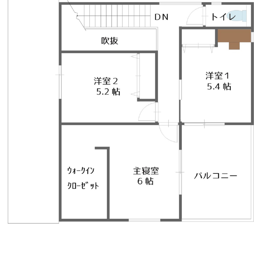 協栄ホーム　奈良店 【奈良/土間/30坪台/2000万円台/間取り図】庭と土間でキャンプ気分！アウトドアライクな家の間取り図（3LDK）２階
