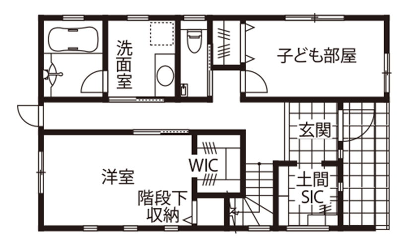 『湘南で家を建てるなら。』 サンキホーム 【湘南/藤沢市/1000万円台/31坪/間取り図あり】海から吹く風が毎日、香る。鎌倉漆喰(R)に包まれる暮らし。の間取り図（3LDK）1階